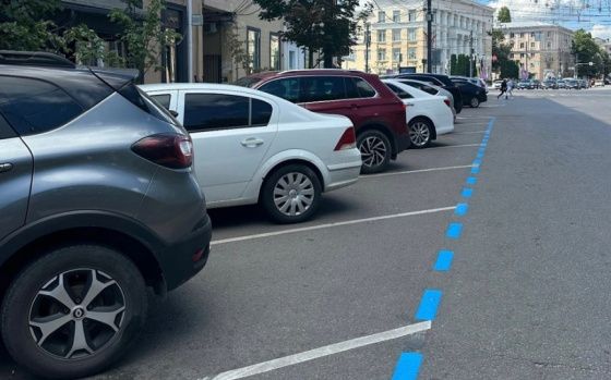 На дорогах Воронежа появилась синяя разметка